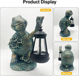 Solar Garden Outdoor Statues Lantern Figurines Light Decorations for Outdoor Patio Balcony Yard Lawn, Ideal Gifts for Mom Friends (Bronze- Turtle)