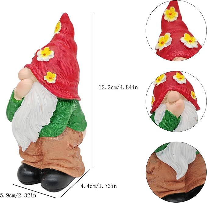 Spring Garden Gnome Statues - Funny Gnome Pants Down Outdoor Resin with Flower Hats Sculptures Decor for Indoor Home Table Patio Yard Porch Balcony, Housewarming Birthday