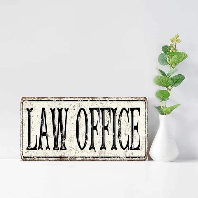 Madcolitote Personalized Law Office Street Sign Vintage Law Office Wood Signs Farmhouse Wall Art Rustic Wall Decorations for Living Room Home Decor for Home Man Cave 6x12in