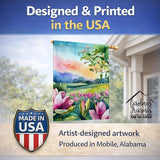 Caroline's Treasures Louisiana Magnolias in Watercolor House Flag Large Porch Sleeve Pole Decorative Outside Yard Banner Artwork Wall Hanging, Polyester, House Size, Multicolor