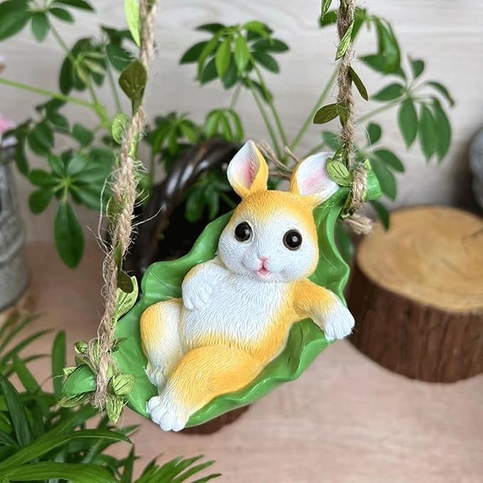 Garden Statues for Outside Yellow Rabbit Outdoor Garden Statue 15x8x9 cm Resin Yard Decor Unique Outside Statues for Yard and Garden Indoor and Outdoor Decoration Gardening Gifts