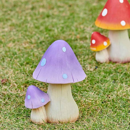 Mushroom Decor Fairy Garden Accessories - Outdoor Cottagecore Decor Mushrooms Ornament for Garden Decoration Garden Gnome's Favorite Mushroom Statues（8” Purple）