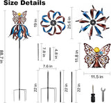 Kircust Solar Wind Spinner, Extra-Large Tulip Garden Windmill Spinners with LED Lighting Solar Powered Glass Ball, Kinetic Metal Sculpture for Outdoor Yard Lawn Patio Decorations