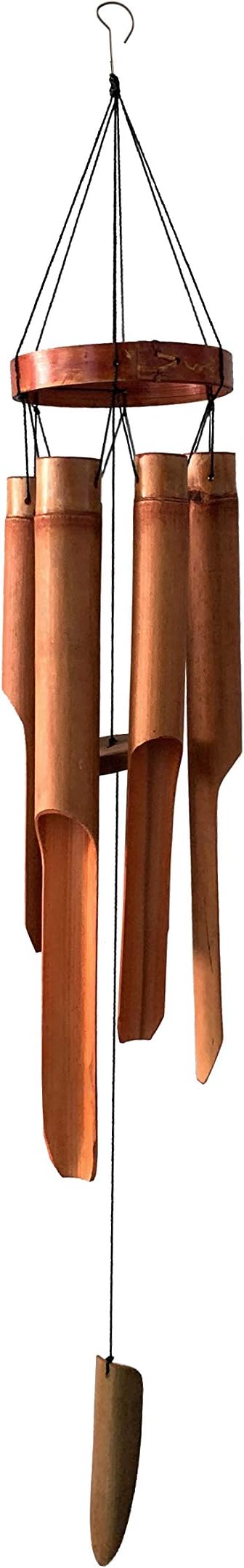 Classic Bamboo Wind Chimes with Circle Top, Wood Wooden Wind Chimes Outdoor, Deep Tone Soothing Sound (27)