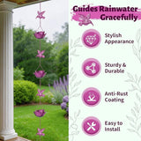 9.2ft Rain Chains for Gutters Outside,Rain Catcher Chain with 6 Lotus Rain Metal Cups & 7 Hummingbird Decor,Adjustable Rain Catcher Chain Replacement Downspout for Gutters,Drainage & Eaves