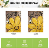 AVOIN colorlife Bee Sunflower Spring Summer House Flag 28x40 Inch Double Sided Outside, Welcome Wood Grain Yard Outdoor Flag