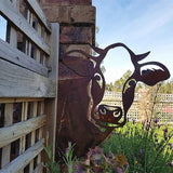 Farm Peeping Cow Metal Art Outdoor Decor Garden Fence Decoration, Farmhouse Backyard Hang Artwork Wall Decor, Outdoor Yard Patio Lawn Statue Gift for Loved Dad Grandpa (Cow)