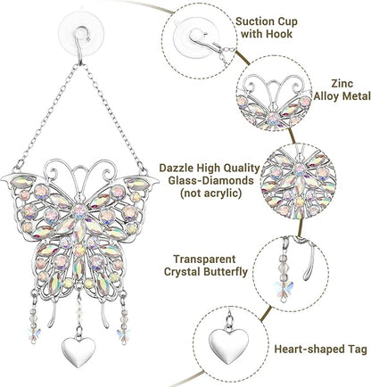 Glittering Butterfly Gift for Women - Valentine's Day, Birthday, Anniversary, Mother's Day Idea for Mom, Grandma, Wife - Hanging Ornament for Window Decor