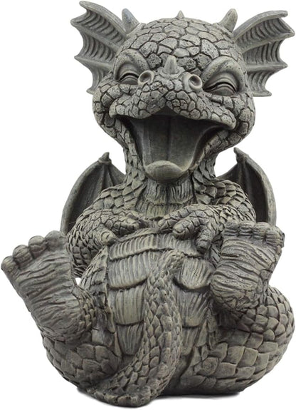 Ebros Whimsical L.O.L Soul Garden Laughing Out Loud Dragon Statue 7.75" Tall Faux Stone Resin Finish Hilarious LOL Fantasy Animated Dragons Welcome Guest Greeter Decor Figurine