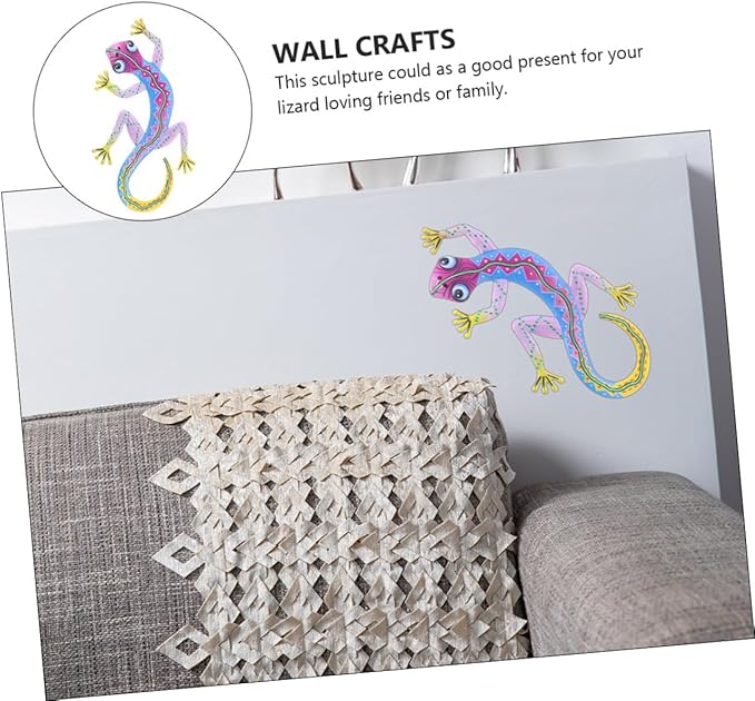 PAREKS 2pcs Gecko Ornament Outdoor Enclosure House Decorations for Home Outdoor Statues Hanging Glass Sculpture Metal Hanging Lizard Garden Iron Gecko Ornament Gecko Hanging Crafts Puppet/1535