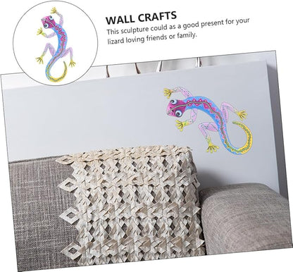 PAREKS 2pcs Gecko Ornament Outdoor Enclosure House Decorations for Home Outdoor Statues Hanging Glass Sculpture Metal Hanging Lizard Garden Iron Gecko Ornament Gecko Hanging Crafts Puppet/1535
