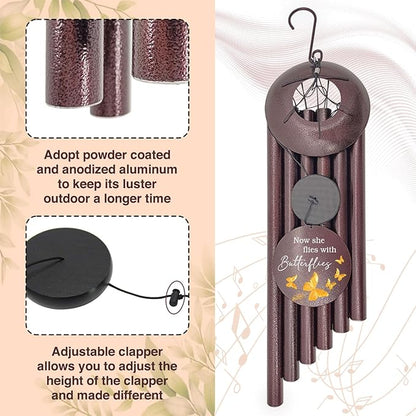 Personalized Wind Chimes, 36inch/45inch Custom Name Keepsake, Gifts for Loss of Loved One, Memorial Wind Chimes in Loving Memory of Dad/Mom, Butterfly Fly to Heaven (Produced in USA)