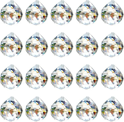 20 Pack Clear Hanging Crystal Prism Feng Shui Ball Crystal Glass Ball Pendant Rainbow Maker for Window Suncatcher Gift, 20mm