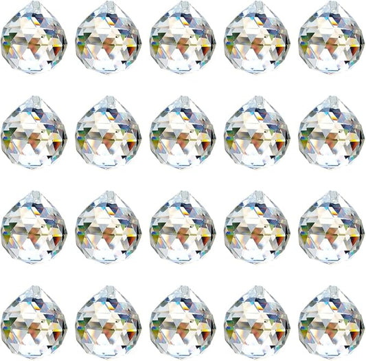 20 Pack Clear Hanging Crystal Prism Feng Shui Ball Crystal Glass Ball Pendant Rainbow Maker for Window Suncatcher Gift, 20mm