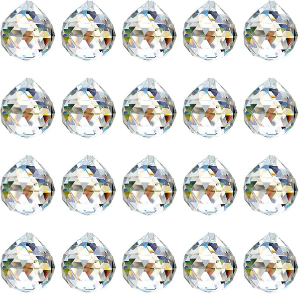 20 Pack Clear Hanging Crystal Prism Feng Shui Ball Crystal Glass Ball Pendant Rainbow Maker for Window Suncatcher Gift, 20mm