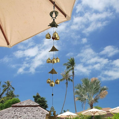 Fish with Energy Bead Wind Chimes Represents Richer Than Richer Copper Alloy 3 Layers+9 Bells for Outdoor Decorations Garden Yard Trees Or As A Good Gift