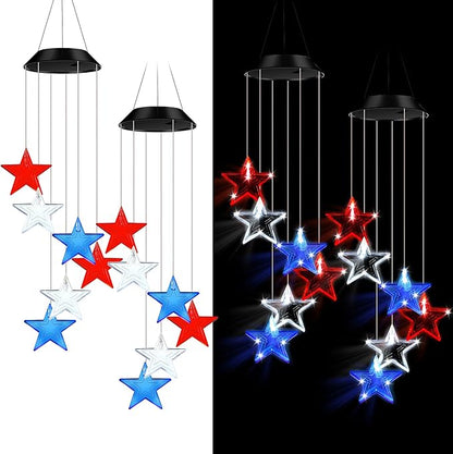 Fumete 2 Pack Solar Wind Chimes for Outside Star LED Color Changing Light Outdoor Mobile Wind Chime for Garden Patio Yard Porch Home Decor