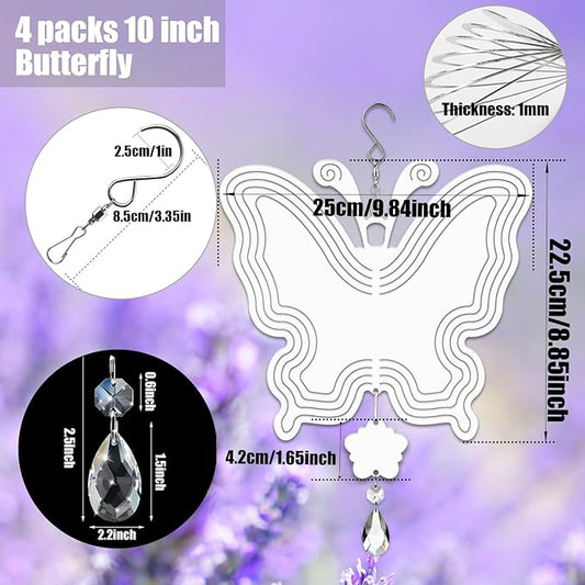 4Pack 10inch Sublimation Wind Spinner Blanks 3D Aluminum Metal Wind Sculpture Kinetic Spinners for Yard and Garden Indoor Art Ornaments Hanging Decoration (New Butterfly)