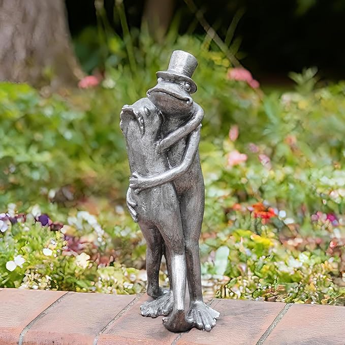 Frog Garden Decor Gifts for Women - Resin Decorative Sculpture Patina Dancing Home Statue with Bowler Hat Unique Animal Tabletop Shelf Decoration for Garden 4.2 * 2.9 * 8.5 inch