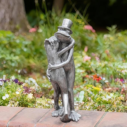 Frog Garden Decor Gifts for Women - Resin Decorative Sculpture Patina Dancing Home Statue with Bowler Hat Unique Animal Tabletop Shelf Decoration for Garden 4.2 * 2.9 * 8.5 inch