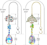 Crystal Suncatchers Window Crystals Hanging Suncatcher Colorful Glass Beads Chain Wind Chimes for Garden Outdoor Pendant Home Decor Gifts (2Pack- Tree of Life)
