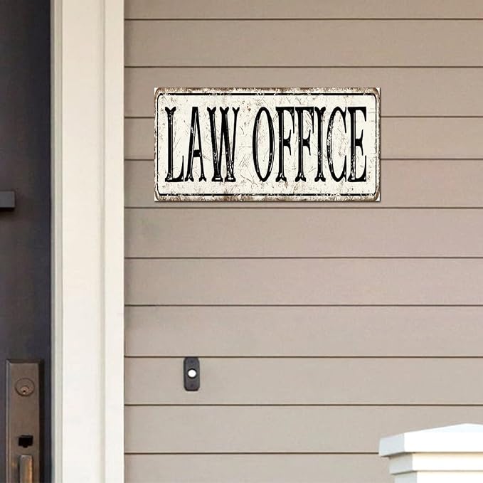 Madcolitote Personalized Law Office Street Sign Vintage Law Office Wood Signs Farmhouse Wall Art Rustic Wall Decorations for Living Room Home Decor for Home Man Cave 6x12in