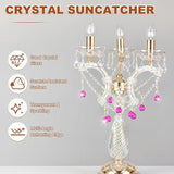 M METERXITY 20-Pack Crystal Ball Prisms, 24mm/0.94 Inch Chandelier Pendant Maker Hanging Crystals Chandelier Prisms for Home/Windows/Garden/DIY Decoration[Rose Red]