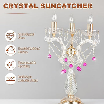 M METERXITY 20-Pack Crystal Ball Prisms, 24mm/0.94 Inch Chandelier Pendant Maker Hanging Crystals Chandelier Prisms for Home/Windows/Garden/DIY Decoration[Rose Red]