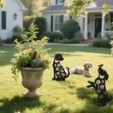 Metal Dogs Statues Garden Outside Black Puppy Decorative Garden Silhouette Stakes Steel Dog Yard Decor for Dog Lovers