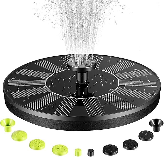 Bird Bath Fountain Pump Solar Powered, 2026 Upgrade 1.4W Floating & Standing Water Pump with 10 Nozzles for Garden, Pond, Pool, Outdoor