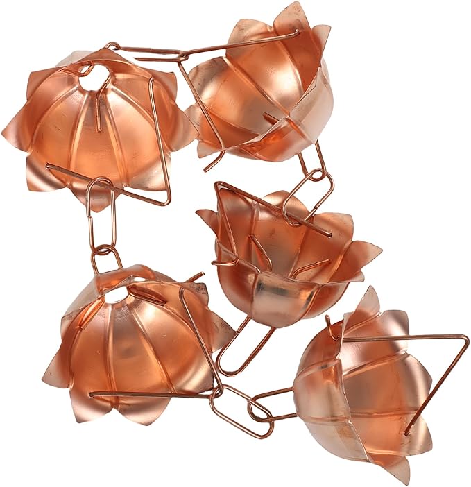 Zerodis Link Rain Gutter Rain Chain 3.28ft Flower Cup Link Gutter for Roof Drainage Copper Water Catcher for Home Decor Ornaments