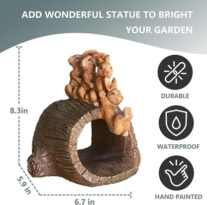 Elenon Rabbit Decorative Gutter Downspout Extension Statue, Animal Gutter Guardian Rain Downspout Extender, Garden Splash Block Outdoor Sculpture for 3" × 4" Down Spouts Decor
