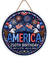 250th Anniversary America Window Hanging Suncatcher，Bald Eagle American Flag Designs Blue Sun Catcher Decor ，Patriotic Supplies Home Party Independence Day Accessories