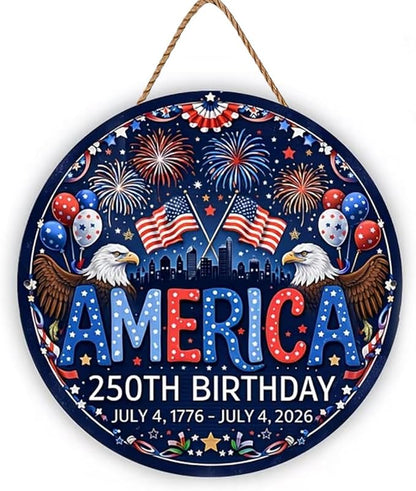 250th Anniversary America Window Hanging Suncatcher，Bald Eagle American Flag Designs Blue Sun Catcher Decor ，Patriotic Supplies Home Party Independence Day Accessories