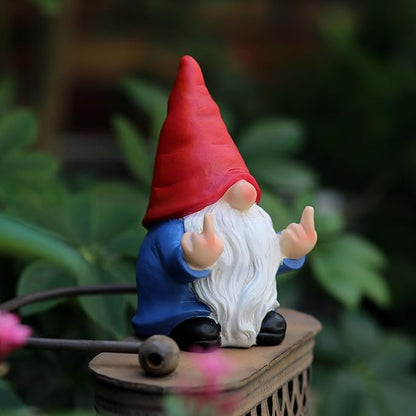Middle Finger Gnome Mini 5.1in,Double Bird Gnome - Naughty Funny Outdoor Decoration for Yard Patio Lawn Ornament and Home Decor,Fairy Garden