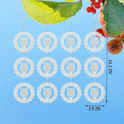 12PCS Bird Deterrents for Outside Patio, Stainless Steel Reflectors to Keep Birds Away, Woodpecker Deterrent for House，Bird Scare Devices to Keep Pigeons Away from Your Garden (owl)