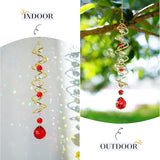 H&D HYALINE & DORA 20.5in Crystal Suncatcher Gazing Ball Spiral Tail,Wind Spinner Sun Catcher with Octagonal Beads,Sun Catchers Window Hanging for Outdoor Garden Decor