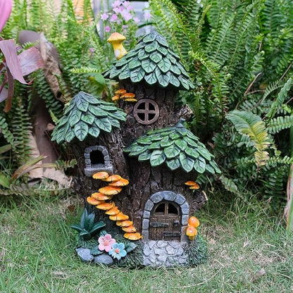 Zayton Garden Treehouse Outdoor Statues Yard Resin Decoration Gift Handmade Housewarming Gift for Patio Yard Lawn Waterproof Cracking