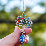 Crystal Suncatchers Window Crystals Hanging Suncatcher Colorful Glass Beads Chain Wind Chimes for Garden Outdoor Pendant Home Decor Gifts (2Pack- Tree of Life)