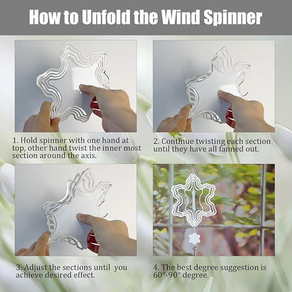 4Pack 8inch Sublimation Wind Spinner Blanks 3D Aluminum Metal Wind Sculpture Kinetic Spinners for Yard and Garden Indoor Art Sublimation Christmas Ornament Hanging Decoration (Snowflake)