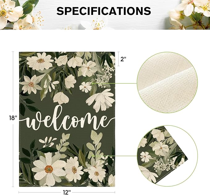 AVOIN colorlife Daisy Spring Flowers Garden Flag 12x18 Inch Double Sided Outside, Seasonal Floral Welcome Yard Outdoor Flag