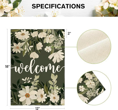 AVOIN colorlife Daisy Spring Flowers Garden Flag 12x18 Inch Double Sided Outside, Seasonal Floral Welcome Yard Outdoor Flag