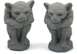Sitting Gargoyle Statue (Set/2): Solid Durable Stone with Distressed Texture. Perfect Home Design & Sealed for Outdoor Use. Handcrafted USA. (Antique/Gray)