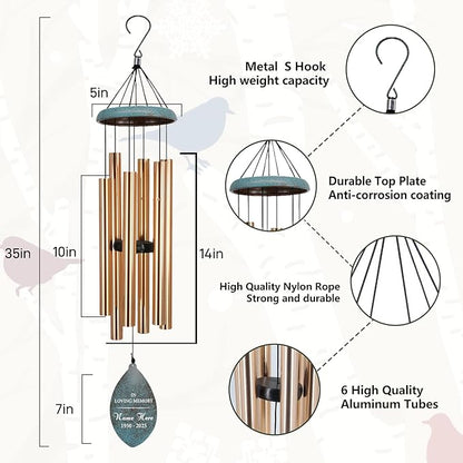 ASTARIN Sympathy Wind Chimes Personalized, Tree Life Sympathy Gifts Wind Chime for Loss of Loved Mom/Dad, Commemorative Wind Chimes for Condolences/Funeral, Outside Decor(Produced in USA)