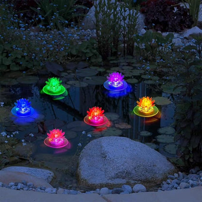pearlstar Solar Pond Lights Waterproof LED RGB Solar Floating Lights Swimming Pool Pond Floating Night Light Decorations (1 Pcs Lotus)