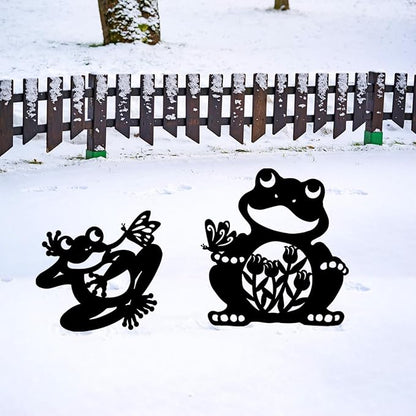 Frog Metal Decorative Garden Stakes Frog Gifts for Women Men Mom Birthday Gifts Silhouette Statues for Garden Decor, Yard Art, Patio, Outside, Lawn Ornaments, Outdoor Decorations