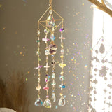 Crystal Suncatcher for Window Hanging Rainbow Boho Sun Catcher Hanging Crystal Decor Garden Outdoor Home Decoration