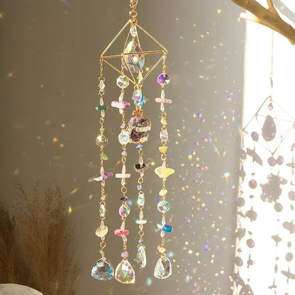 Crystal Suncatcher for Window Hanging Rainbow Boho Sun Catcher Hanging Crystal Decor Garden Outdoor Home Decoration