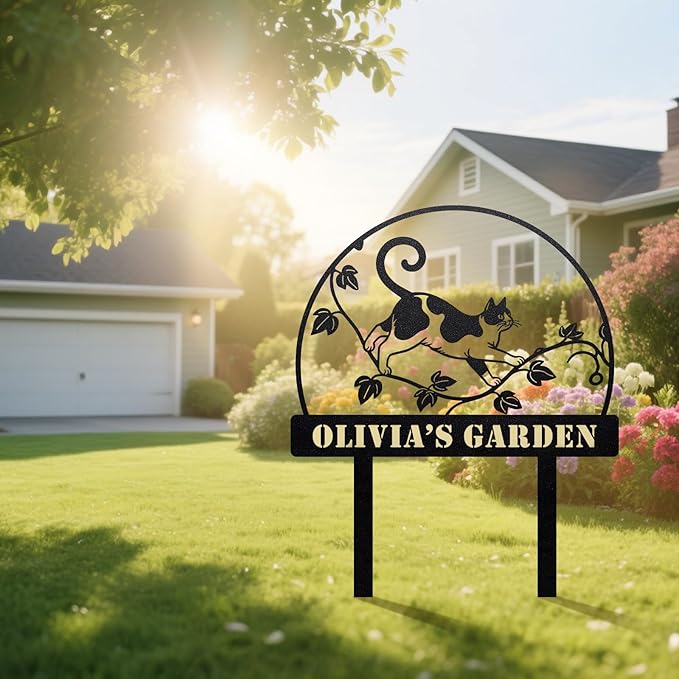 Startop Custom Metal Garden Sign with Stake: Personalized Outdoor Garden Decor - Durable Weatherproof Laser Cut Steel Yard Sign - Rustic Farmhouse Family Name Art for Lawn Patio Balcony & Farm A002