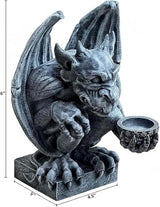 OLOMA Gothic Gargoyle Garden Statue Dramatic Outdoor Sculpture Heavy Stone with Protective Resin Coating Decorative Figure for Garden Weather Resistant Outdoor Indoor Patio Decor